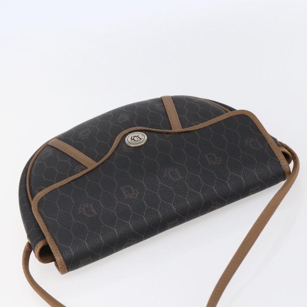 Authentic Christian Dior Honeycomb Canvas Shoulder Bag PVC Black Brown gold - Picture 13 of 16